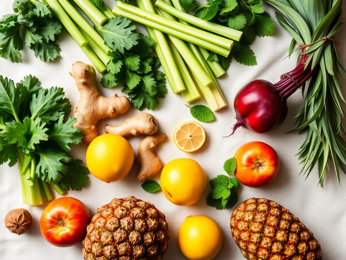 Fresh whole produce flat lay
